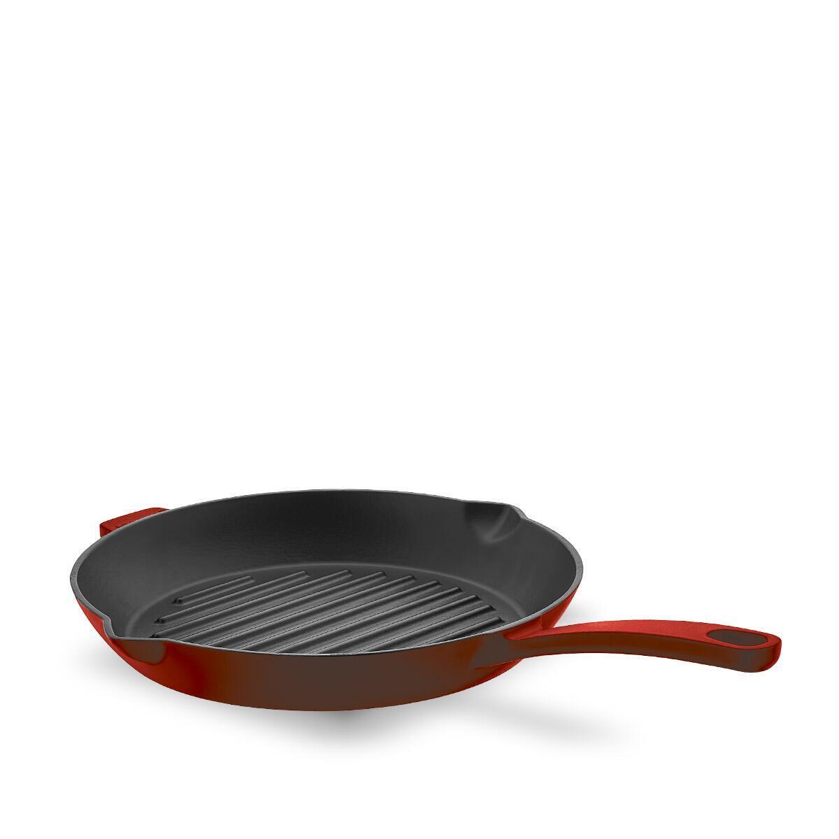 Korkmaz Tava Döküm Yuvarlak Grıll 28 Cm Casta A-2847-1 Kırmızı