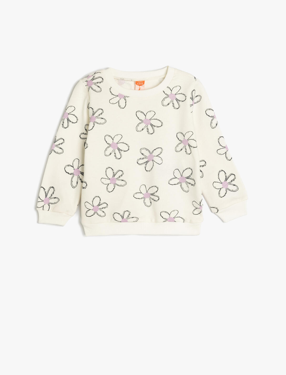 Koton Sweatshirt Kız Bebek 5WMG10249AK Ekru Desenli