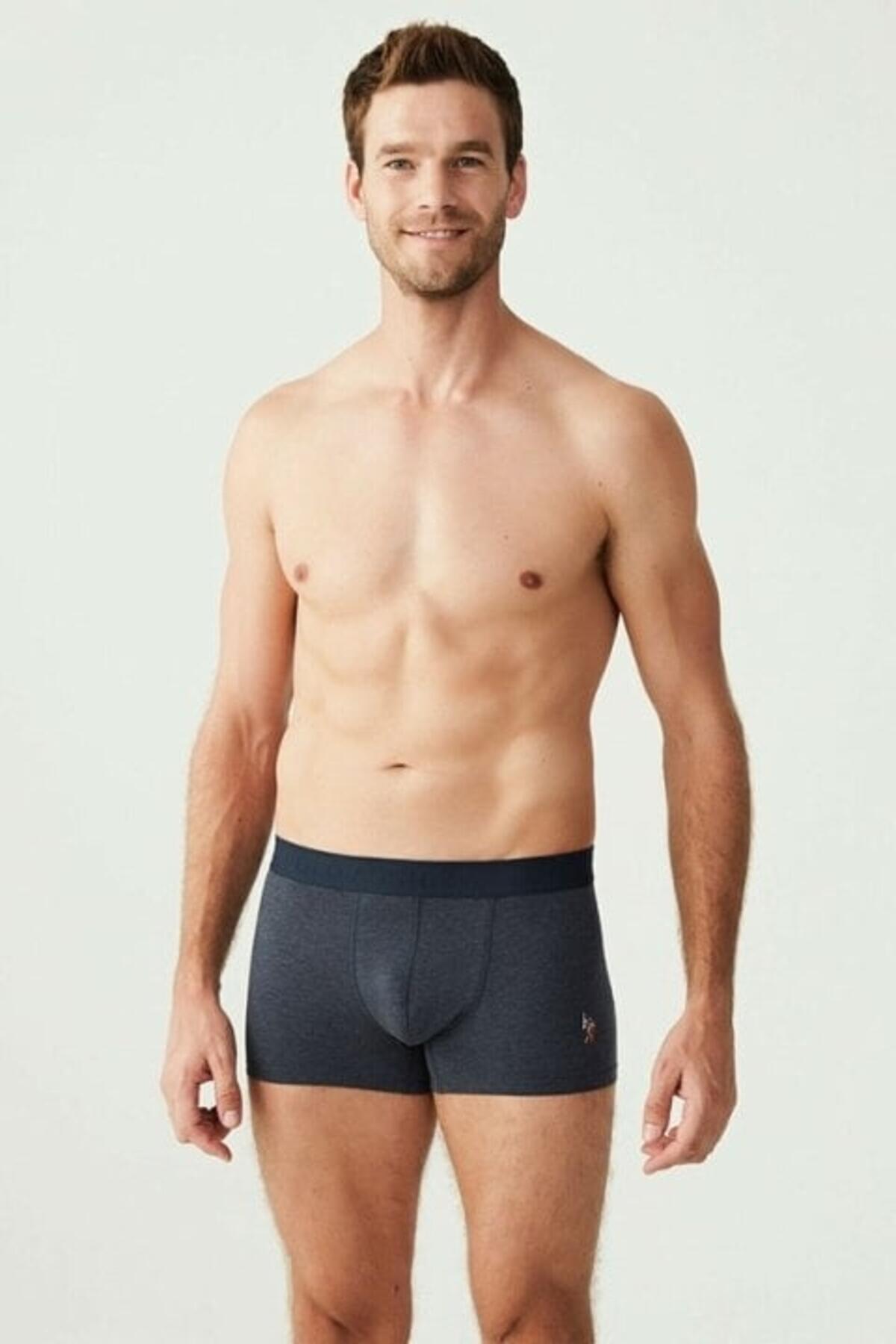 U.S Polo Assn. Erkek Boxer 3Lü 80307 Lacivert-Gri Melanj-Baskılı