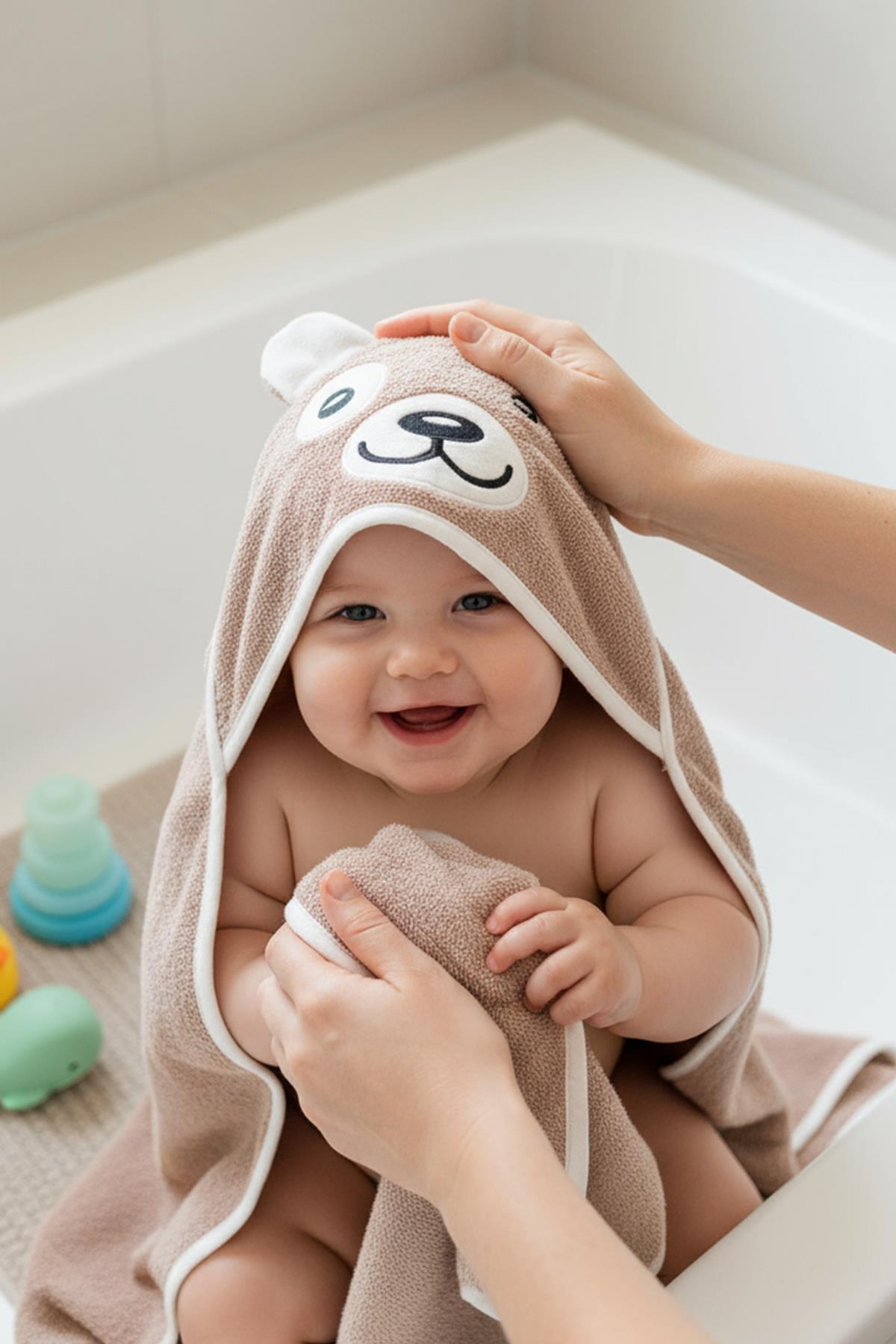 Kanz Havlu Kundak Silgi Nakışlı (Knz-037) Bear Koyu Bej