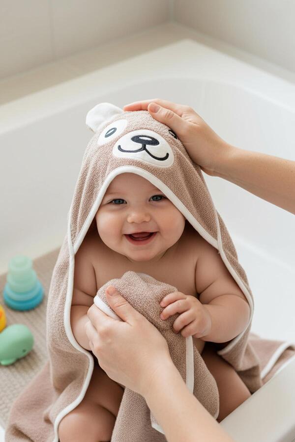 Kanz Havlu Kundak Silgi Nakışlı (Knz-037) Bear Koyu Bej