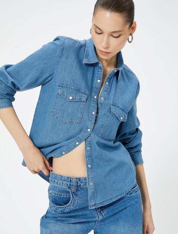 Koton Gömlek 4SAL60001MD Orta İndigo