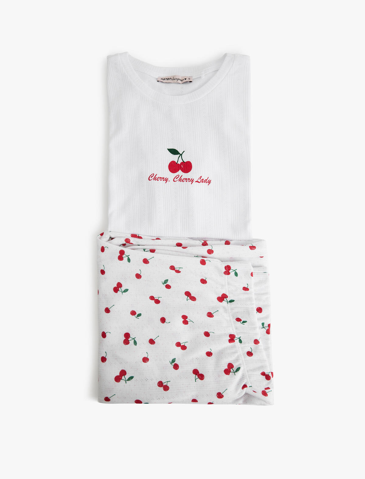 Koton Pijama Takımı 5SLK40137MK Kırmızı Desenli