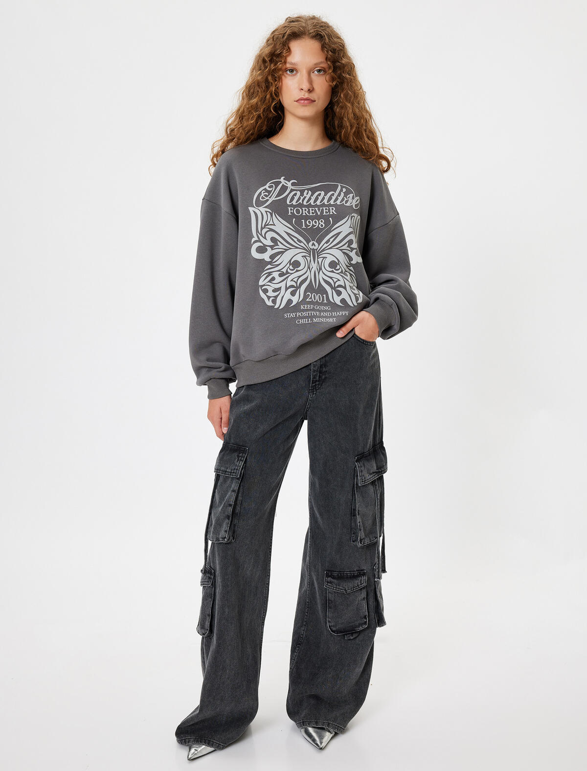Koton Sweatshirt 5WAL10164IK Antrasit
