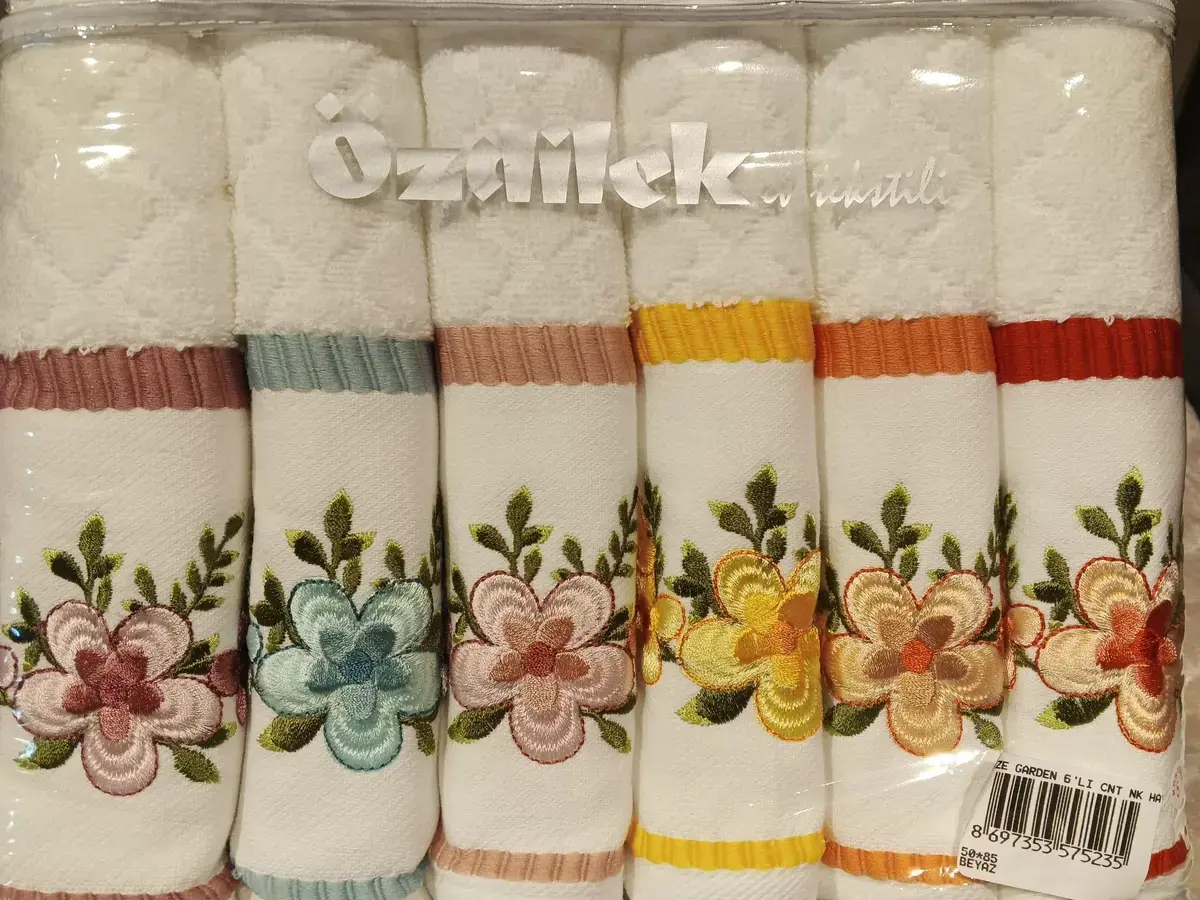 Özdilek Havlu 50*90 6Lı Çantalı Nakışlı Roze Garden Beyaz