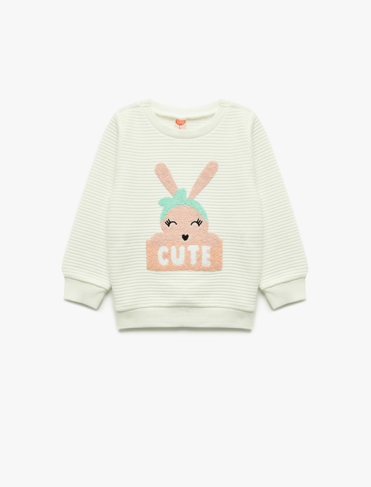 Koton Sweatshirt Kız Bebek 6WMG10008AK Ekru