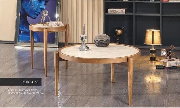 Omarat Orta Sehpa Traverten Ceviz-Mermer 4163