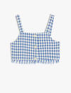 Koton Bluz Crop Kız Çocuk 5SKG60036AW Lacivert Ekoseli