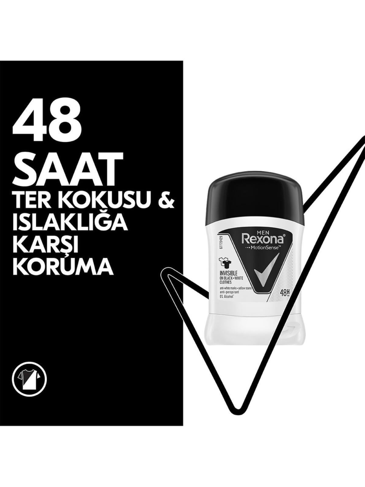 Rexona Erkek Stick Deodorant MotionSense İnvisible Black White 50Ml