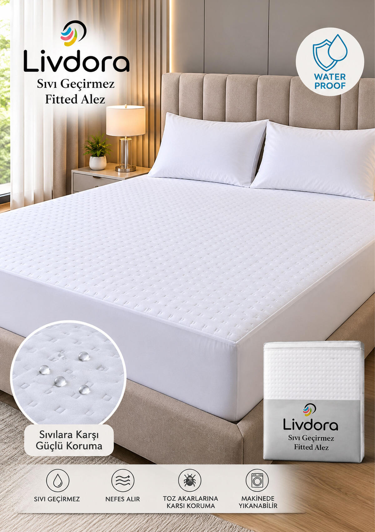 Livdora Alez 180*200 Sıvı Geçirmez Fitted Shine