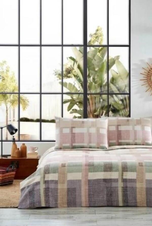 Özdilek Pike Takımı Çift Kişilik Ranforce Moderno Plaıd Pudra