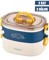 Vagonlife 1200 Ml 3 Bölmeli Paslanmaz Çelik Lunchbox Bl50251-2 Mavi