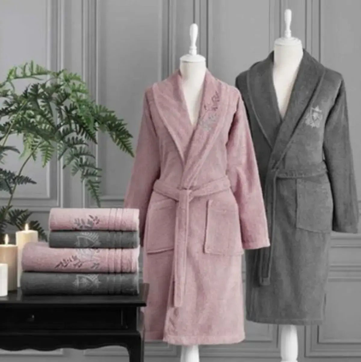 Özdilek Aile Seti Soft Leaf Pembe-Antrasit