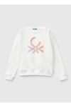 Benetton Sweatshirt Kız Çocuk 3J68C10L8 Beyaz