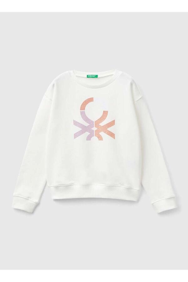 Benetton Sweatshirt Kız Çocuk 3J68C10L8 Beyaz