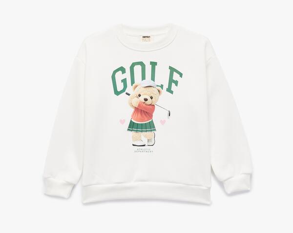 Koton Sweatshirt Kız Çocuk 6WKG10058AK Ekru