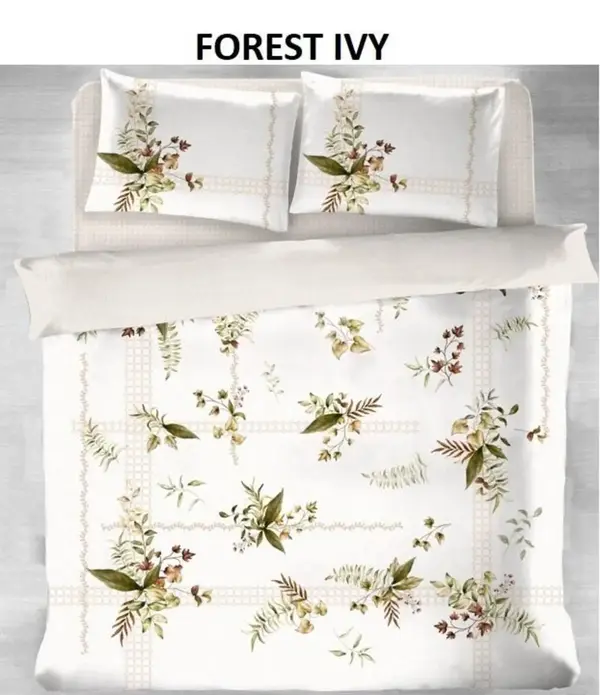 Nev Nevresim Takımı Çift Kişilik Ranforce Ivy Forest Krem