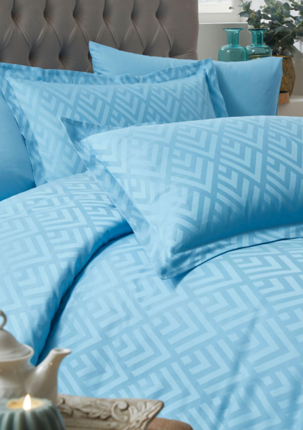 Özdilek Nt Çk Saten Jakarlı Ornament Aqua