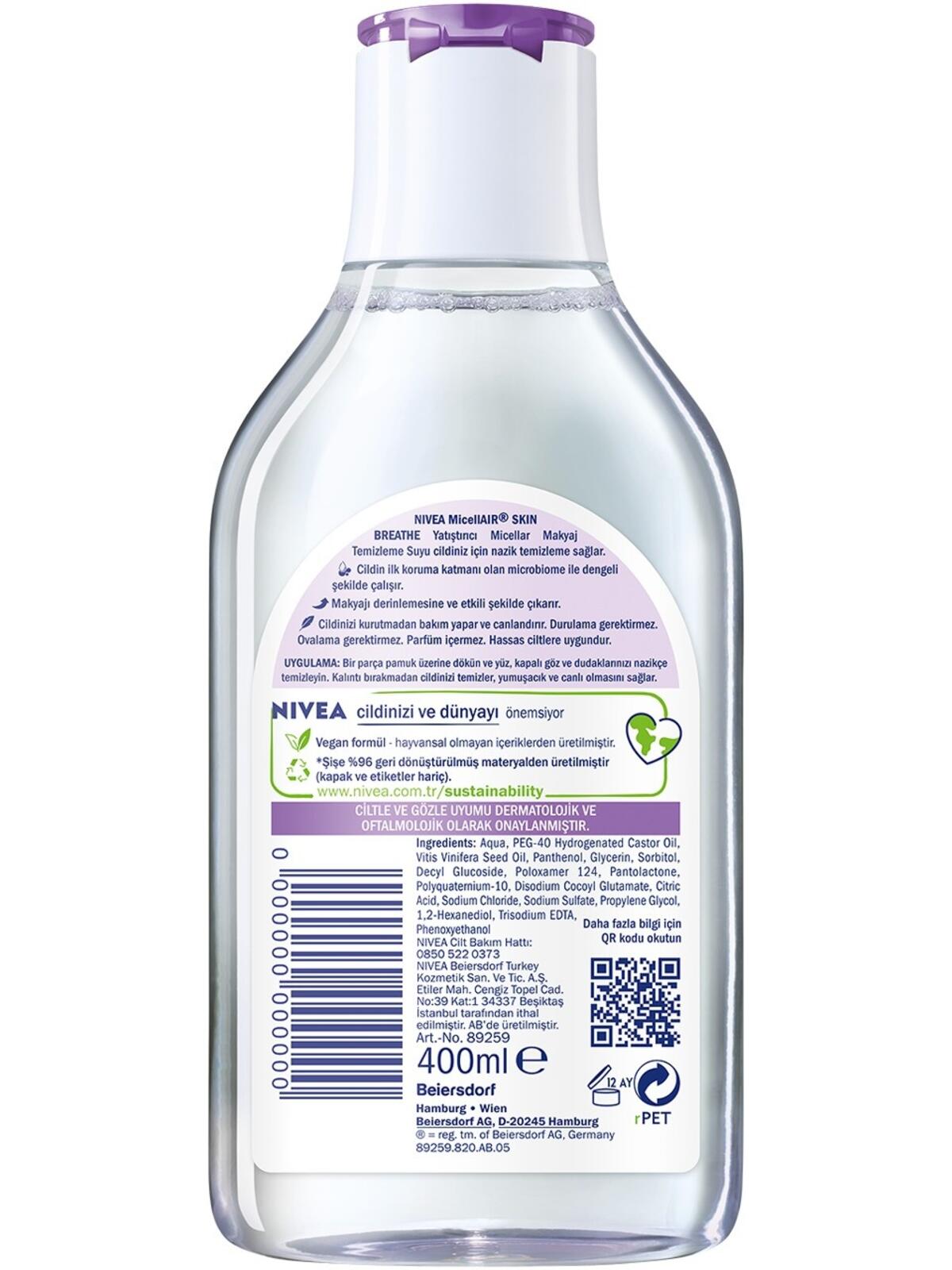 Nivea Makyaj Temizleme Suyu Micellair Hassas Cilt 400Ml