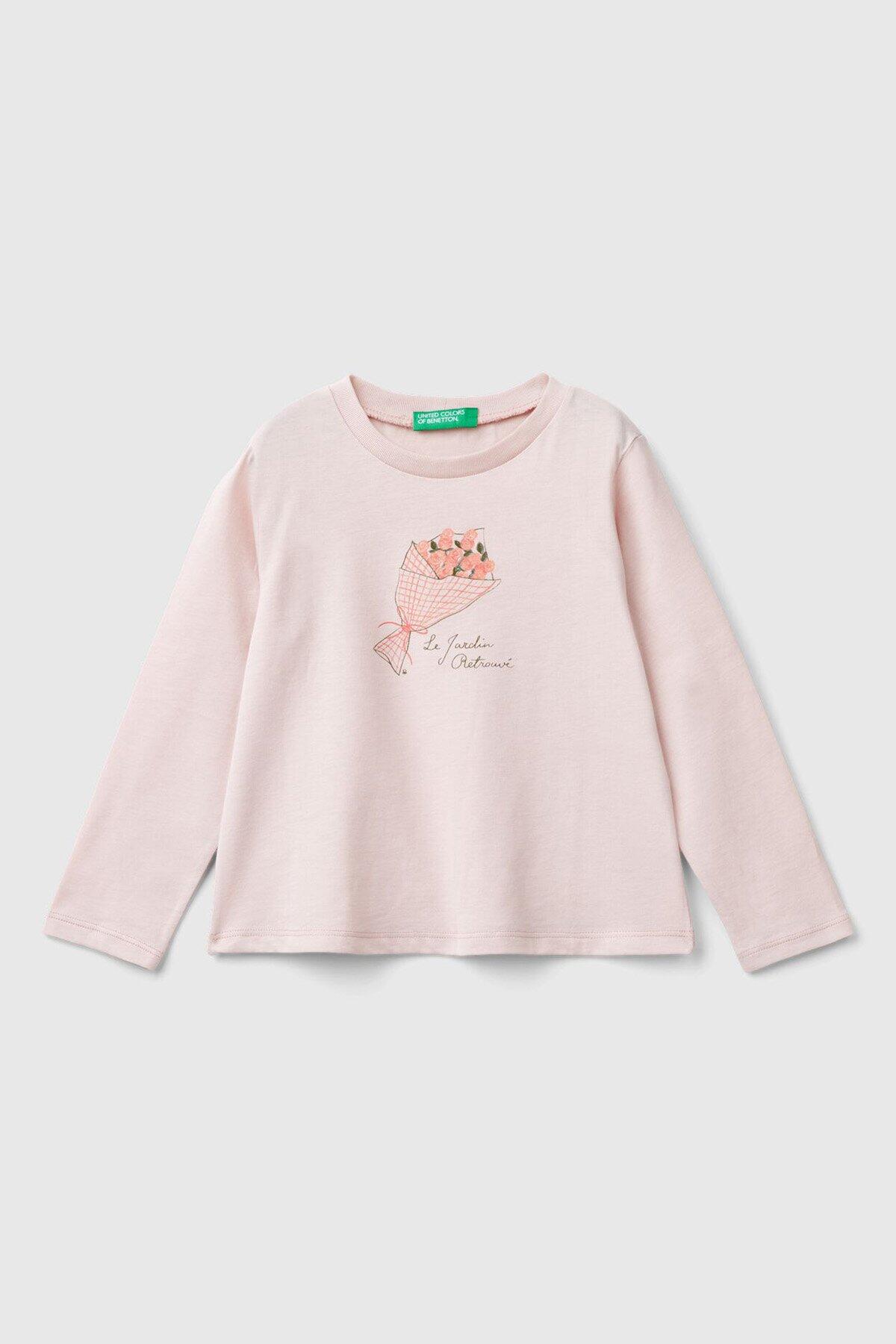 Benetton Uzun Tişört Kız Bebek 3ATNG10GL Açık Pembe