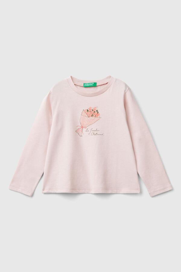 Benetton Uzun Tişört Kız Bebek 3ATNG10GL Açık Pembe