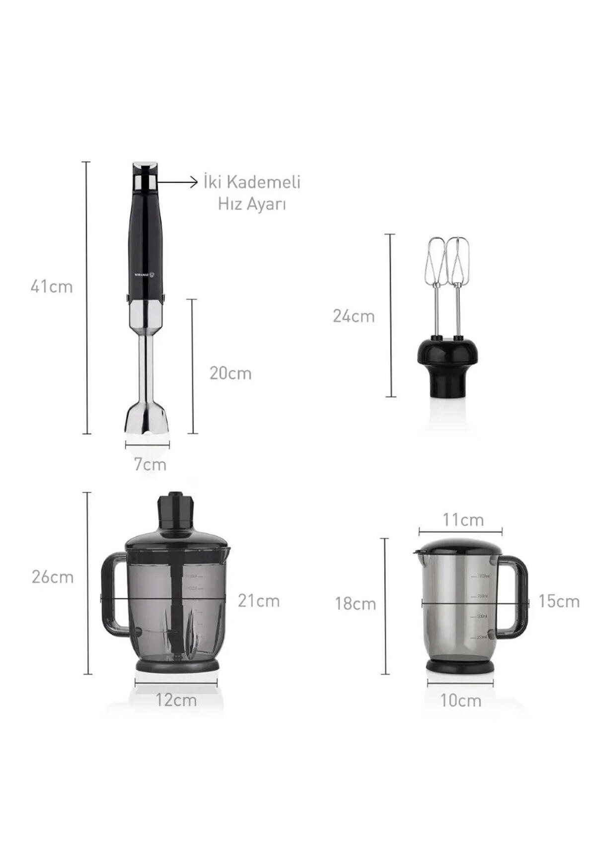 Korkmaz Blender Set Performix Mega A449 Siyah