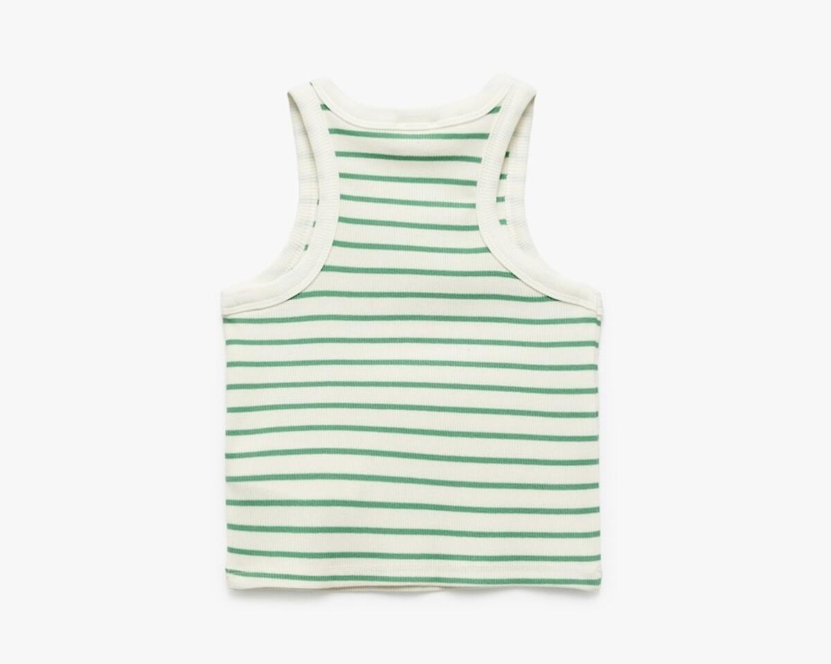 Koton Crop Atlet Kız Çocuk 5SKG30026AK Yeşil Çizgili