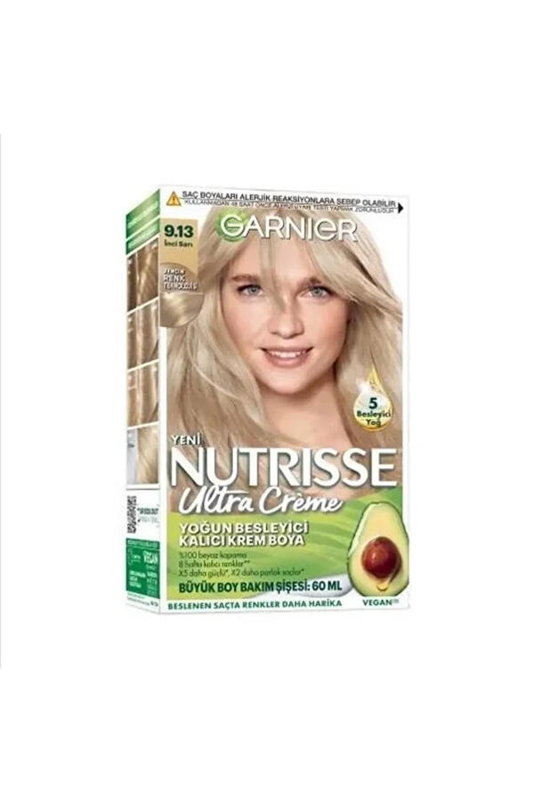 Garnier Saç Boyası Nutrisse Ultra Creme No:9.13 İnci Sarı