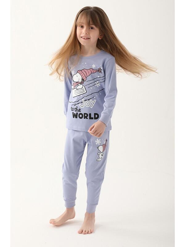 Snoopy Pijama Takım Kız Çocuk L1613-3 Açık İndigo
