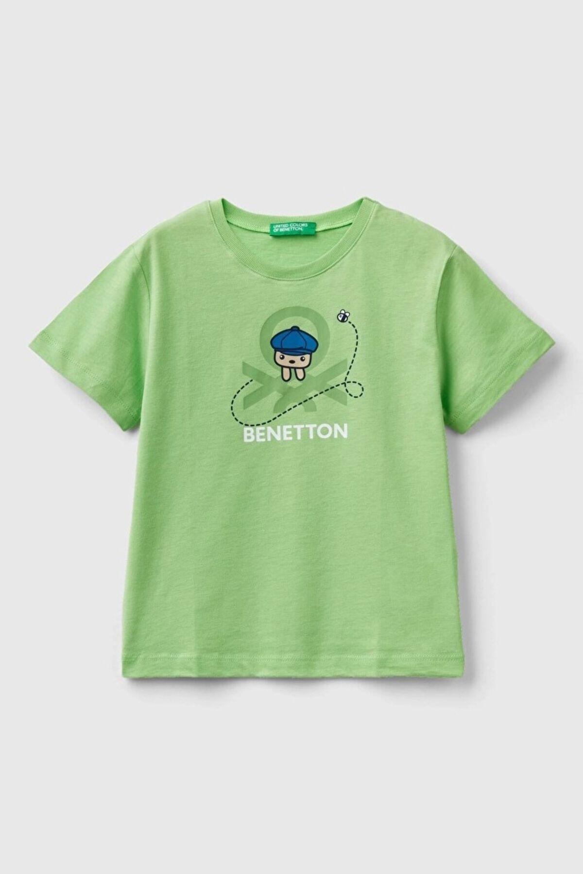 Benetton Tişört Erkek Bebek 3I1XG10CY Açık Yeşil (Dy)