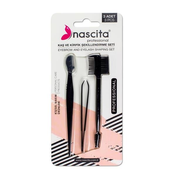 Nascita 3Lü Set (Ustura,Cımbız,Çift Taraflı Kaş Fırçası) NASFACESET15