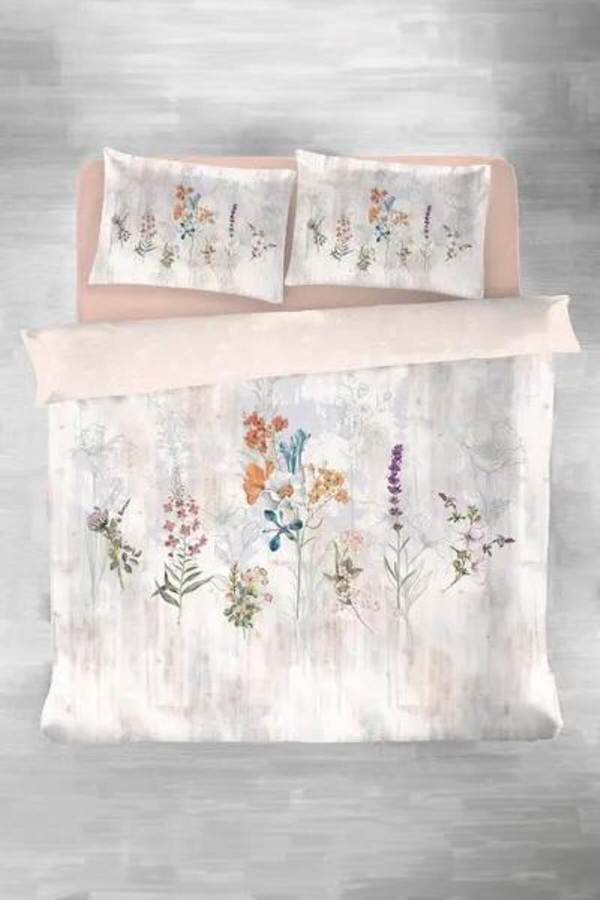 Nev Nevresim Takımı Tek Kişilik Ranforce Floraıson Somon