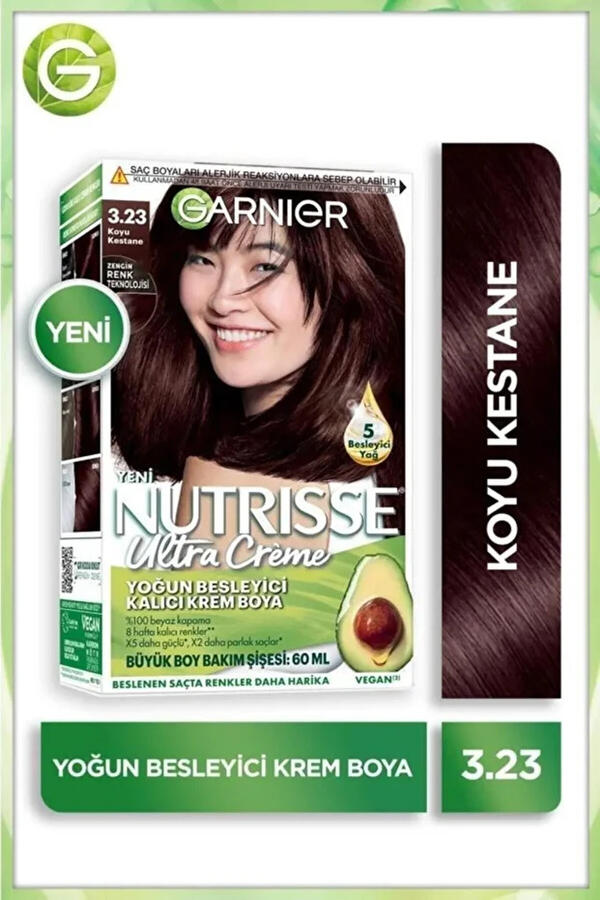 Garnier Saç Boyası Nutrisse Ultra Creme No:3.23 Koyu Kestane