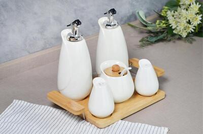 Paçi Mutfak Seti Bambu Standlı 5Li Nora P/POR-102034